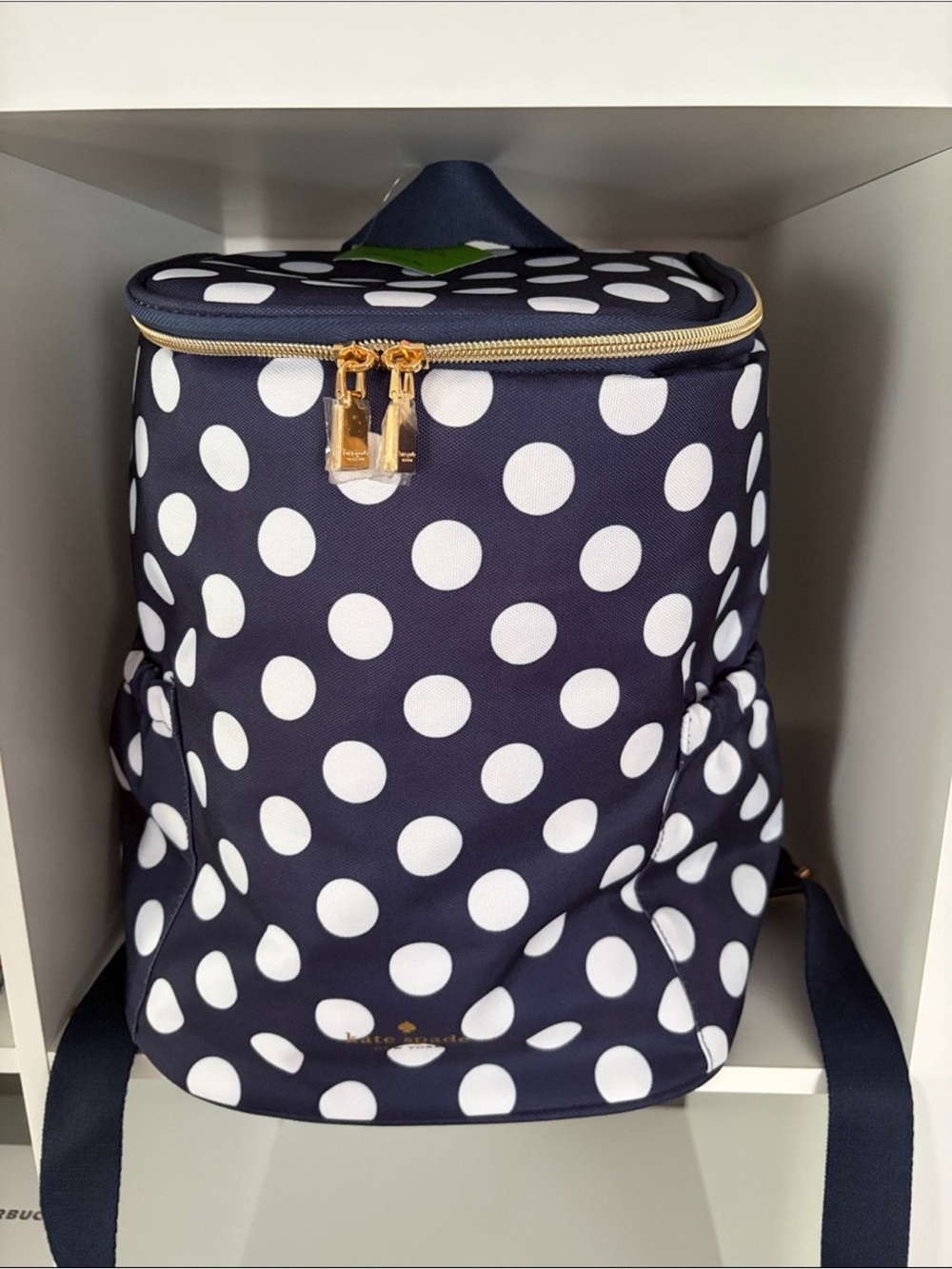 Kate Spade Navy & White Polka Dot Backpack Cooler Bag Insulated NWT